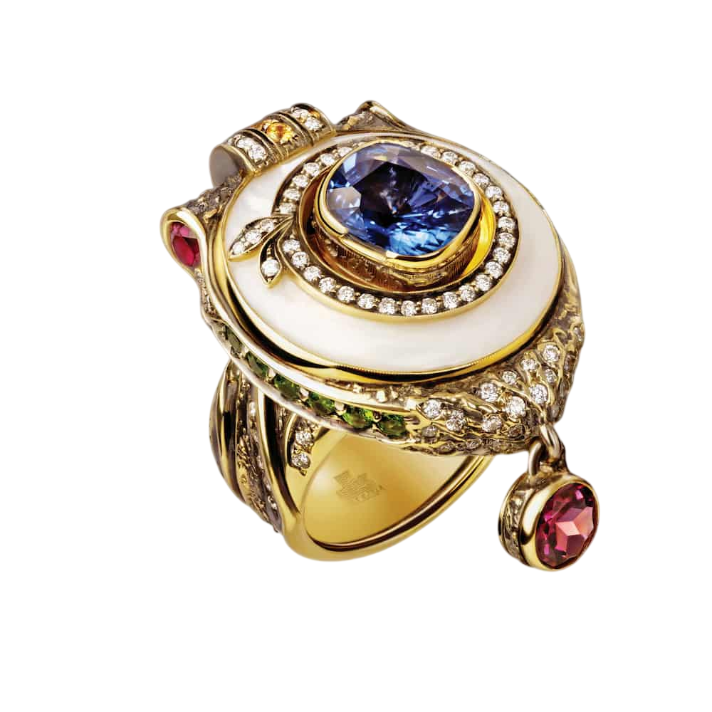 Кольцо с сапфиром и перламутром