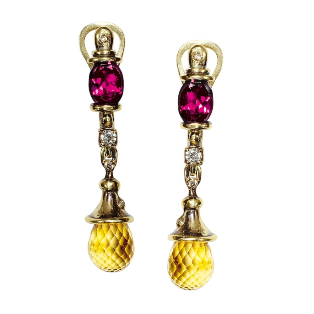 Серьги с турмалинами и цитринами