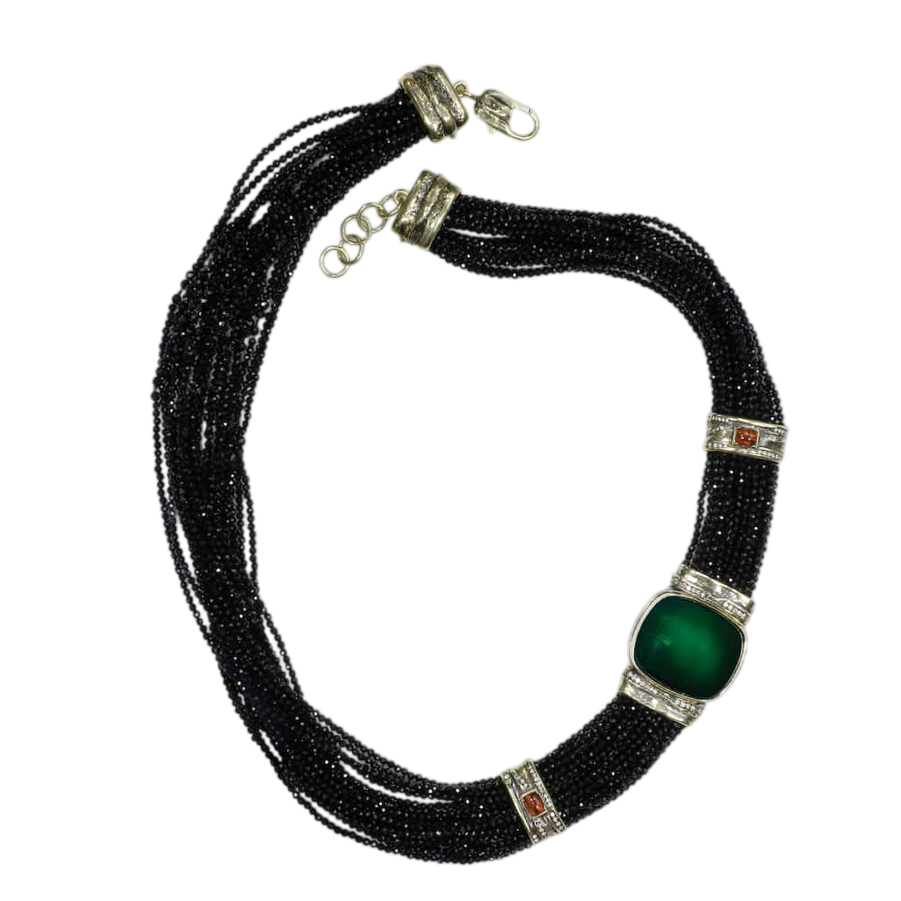 Колье с турмалином и шпинелью