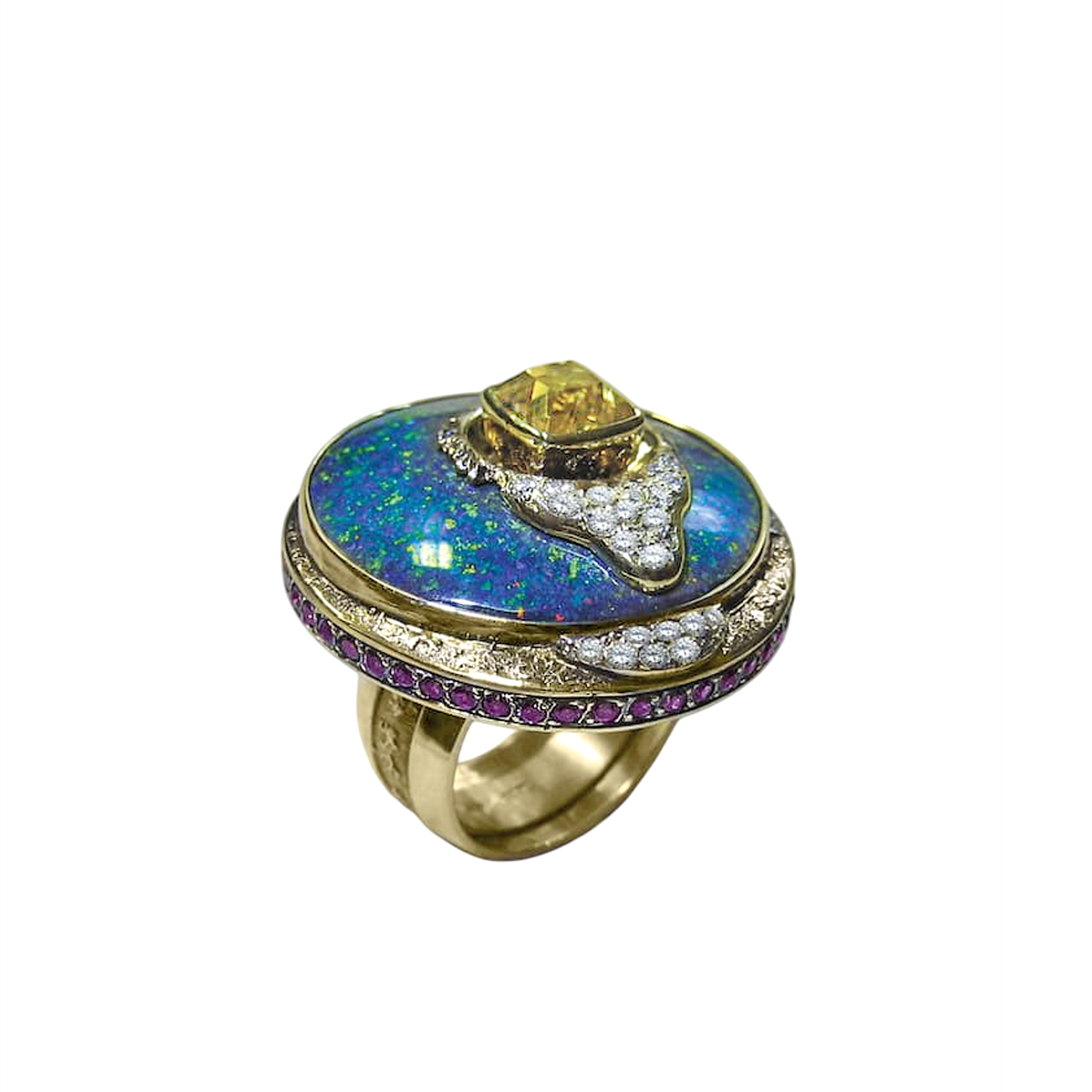 Кольцо с опалом и бериллом