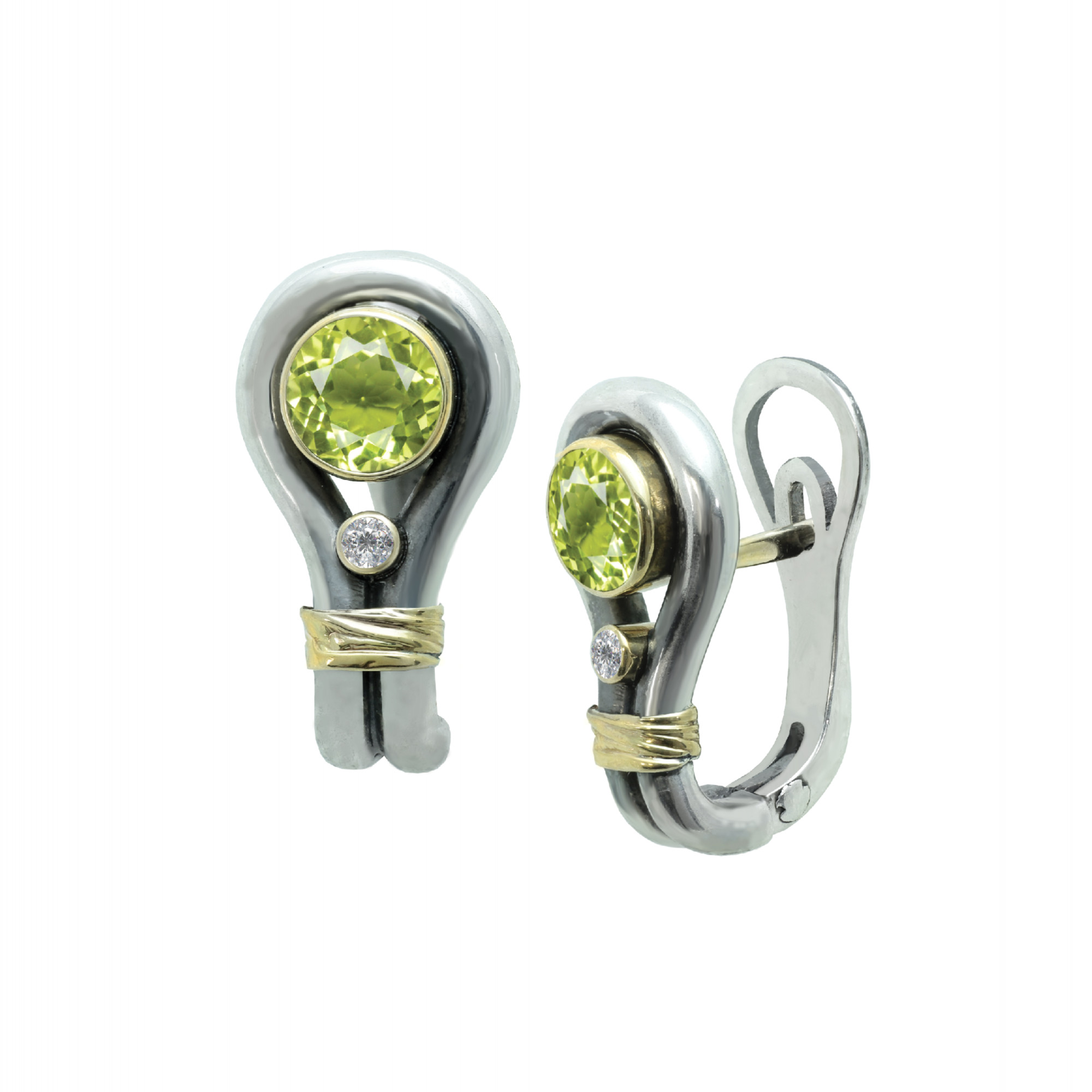 Серьги с хризолитами