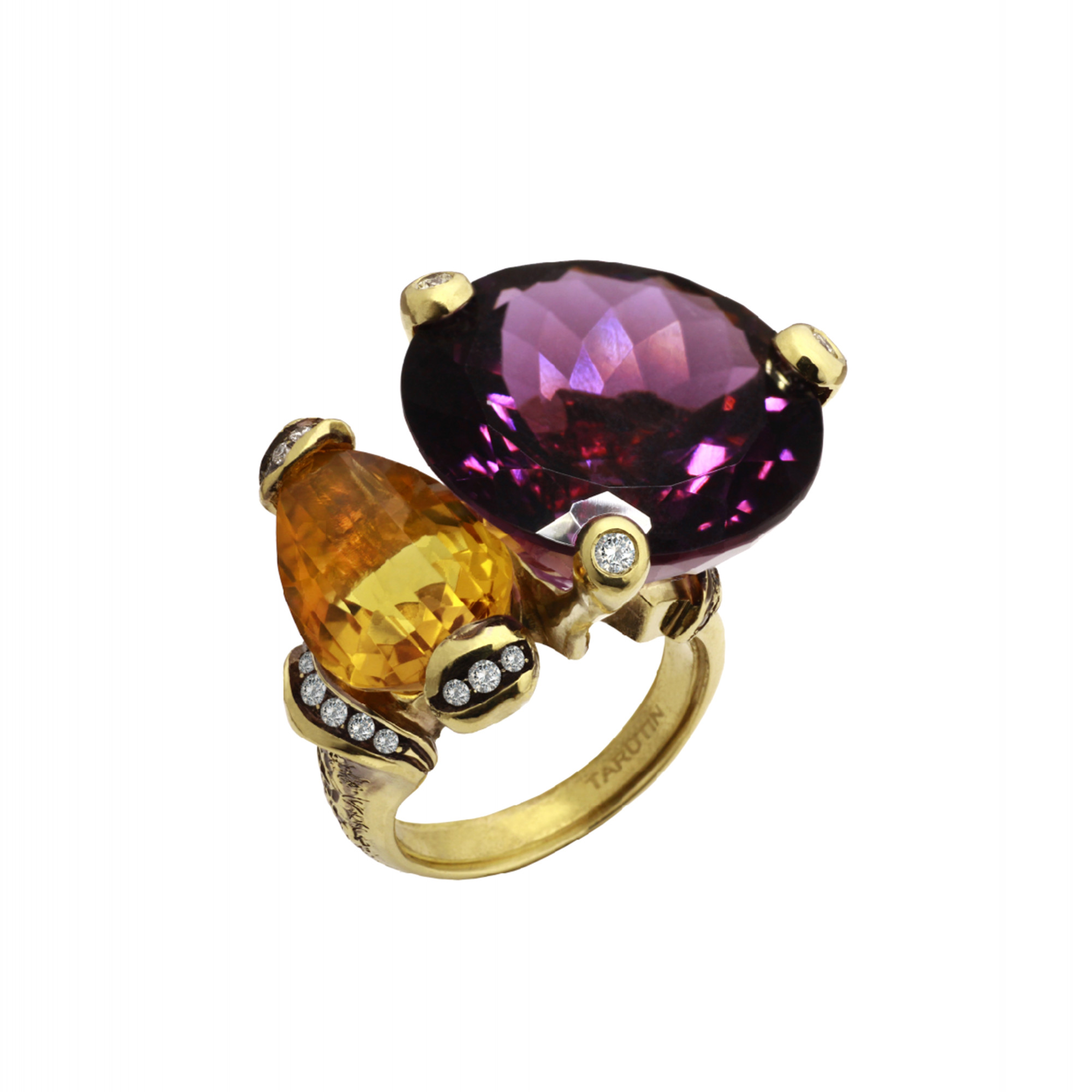 Кольцо с аметистом и цитрином