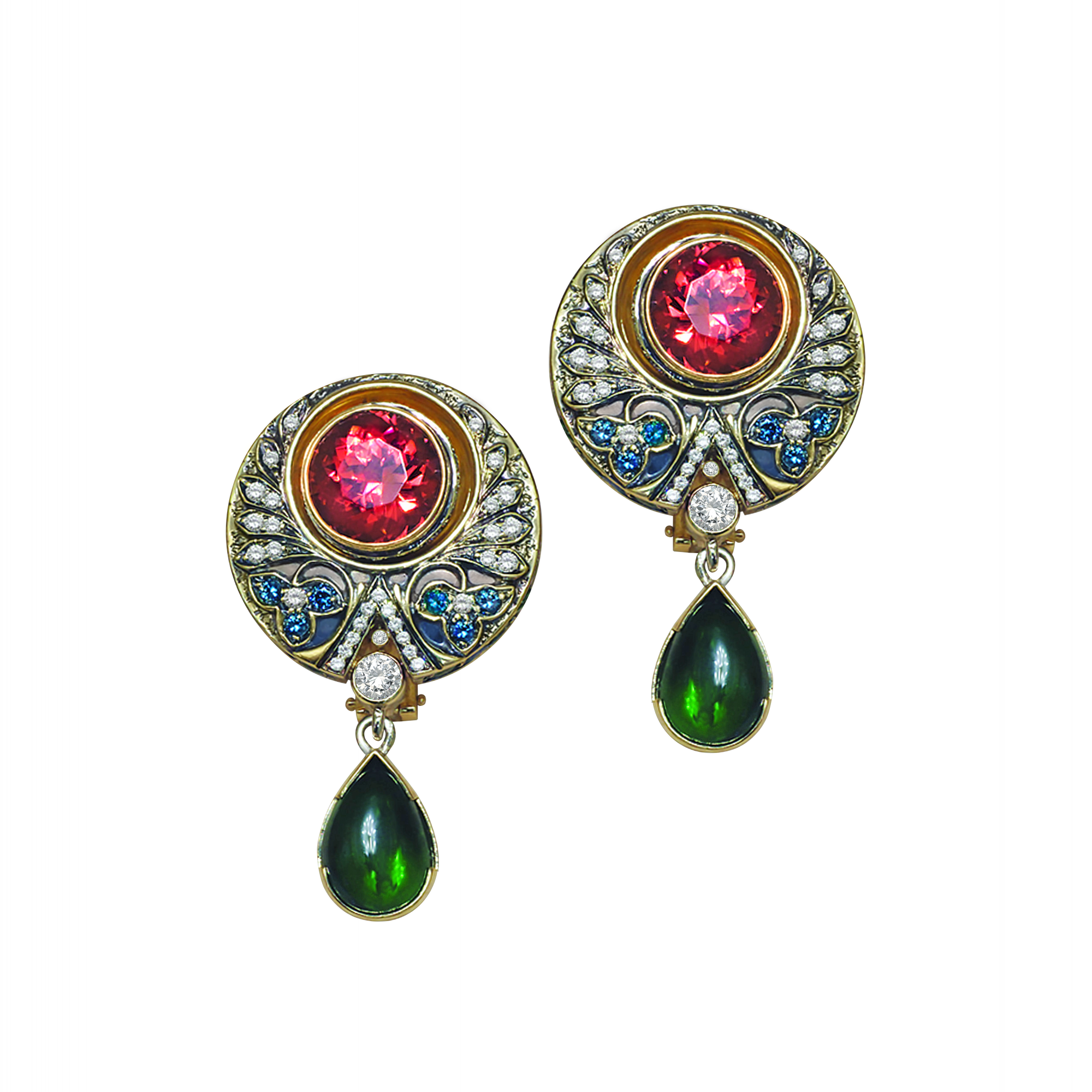 Серьги с турмалинами